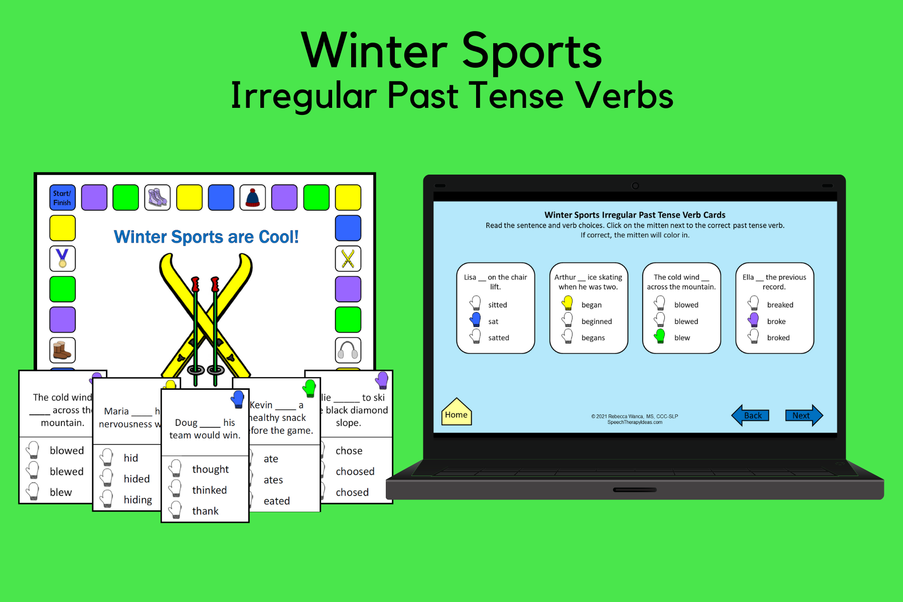 Winter Sports Irregular Verb Tense Cards and Game
