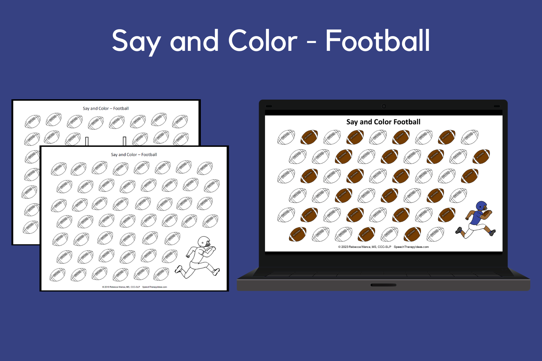 Say and Color Pages – Football Theme
