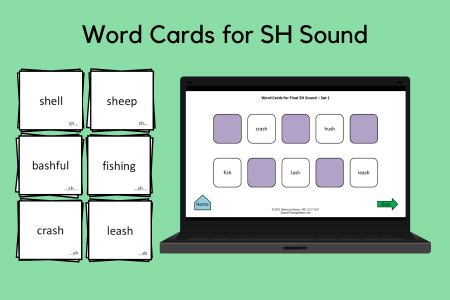 Word Cards for SH Sound