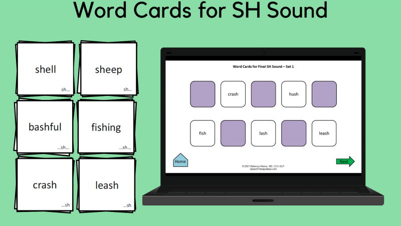 Word Cards For SH Sound