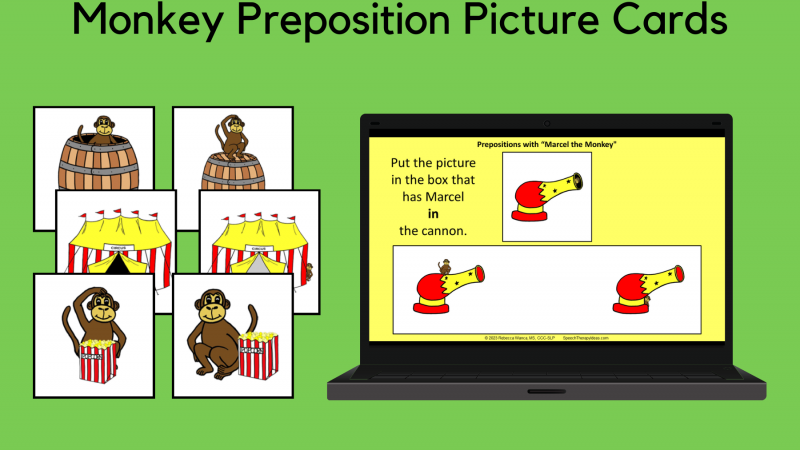 Monkey Preposition Picture Cards
