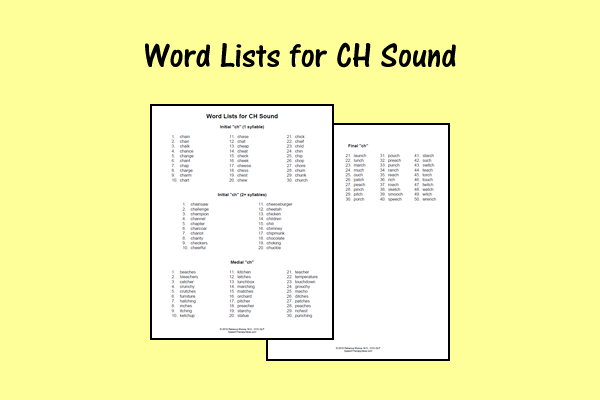 Word Lists For CH Sound