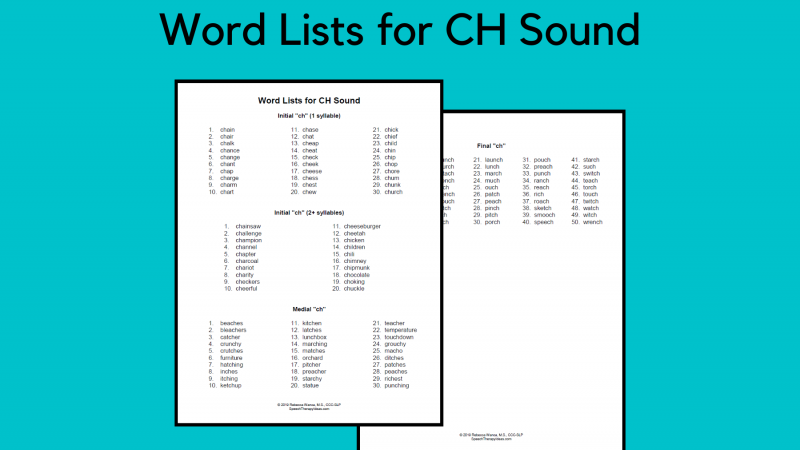 Word Lists For CH Sound