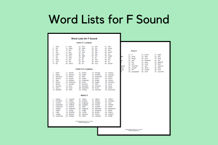 Word Lists for F Sound