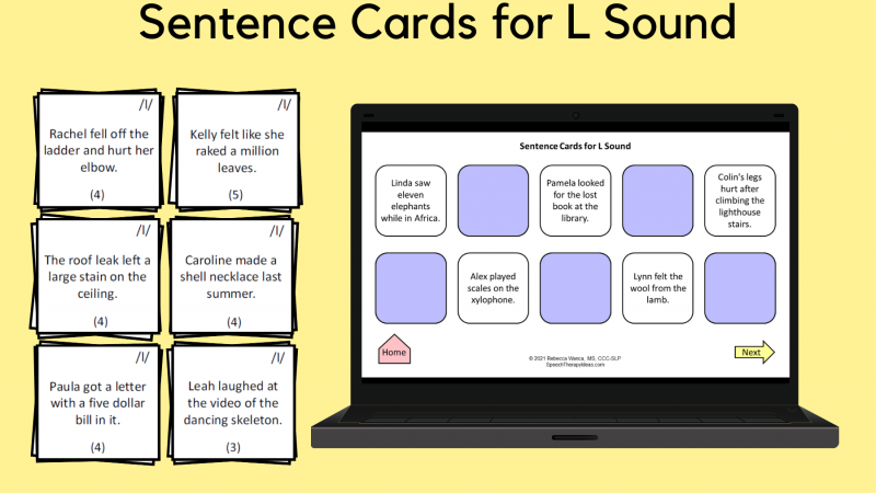 Sentence Cards For L Sound