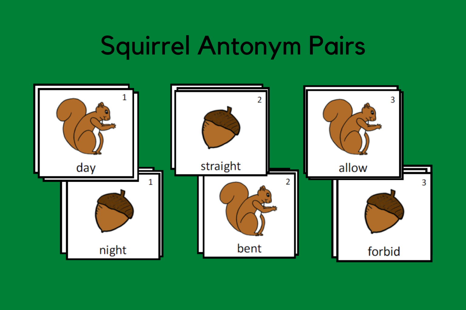 Squirrel Antonym Pairs Speech Therapy Ideas