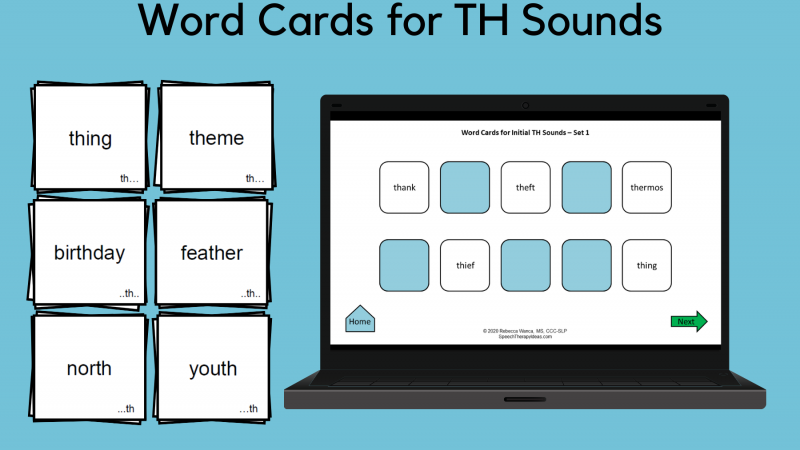Word Cards For TH Sounds