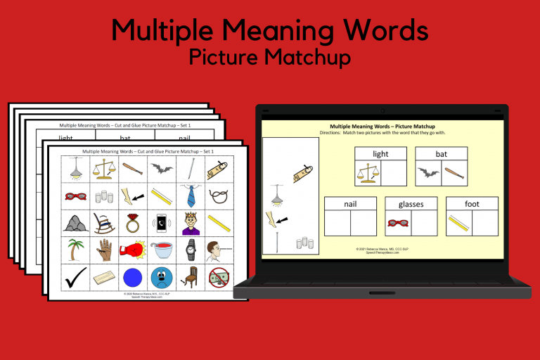 Multiple Meaning Words Picture Matchup Speech Therapy Ideas