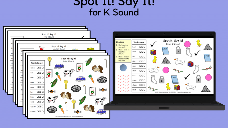 Spot It! Say It! Pages For K Sound
