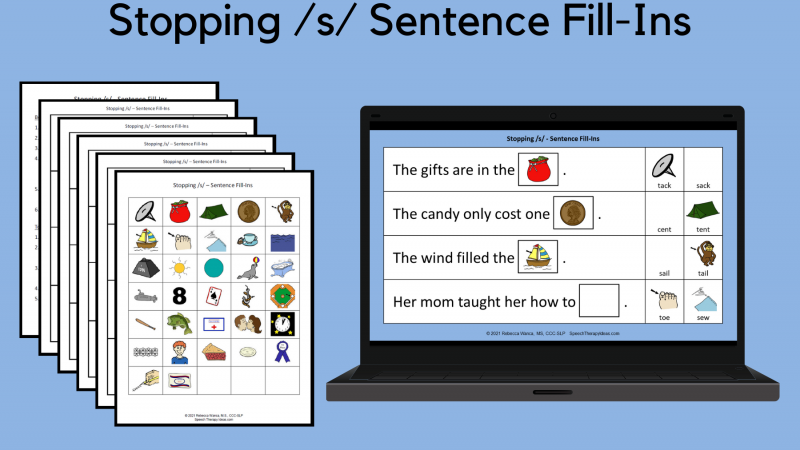 Stopping S Sound Sentence Fill Ins