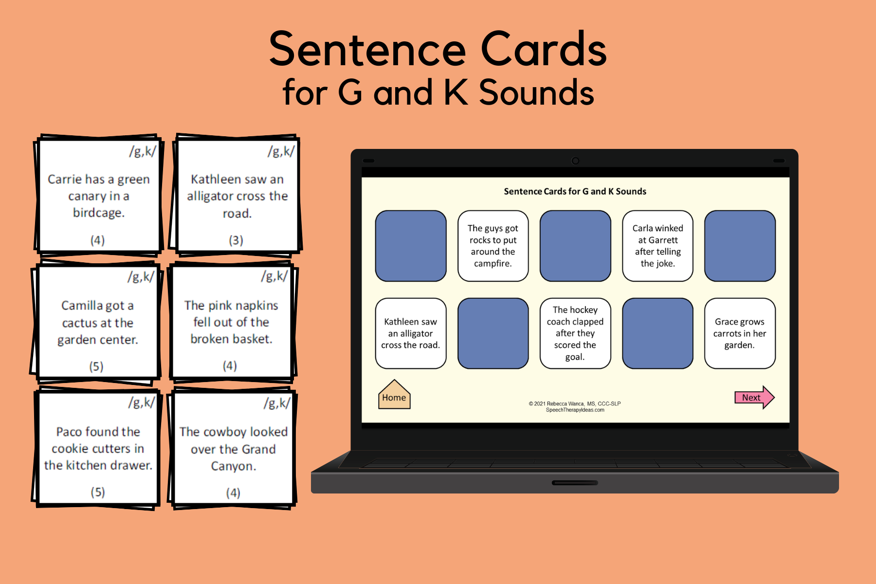 Sentence Cards for G and K Sounds