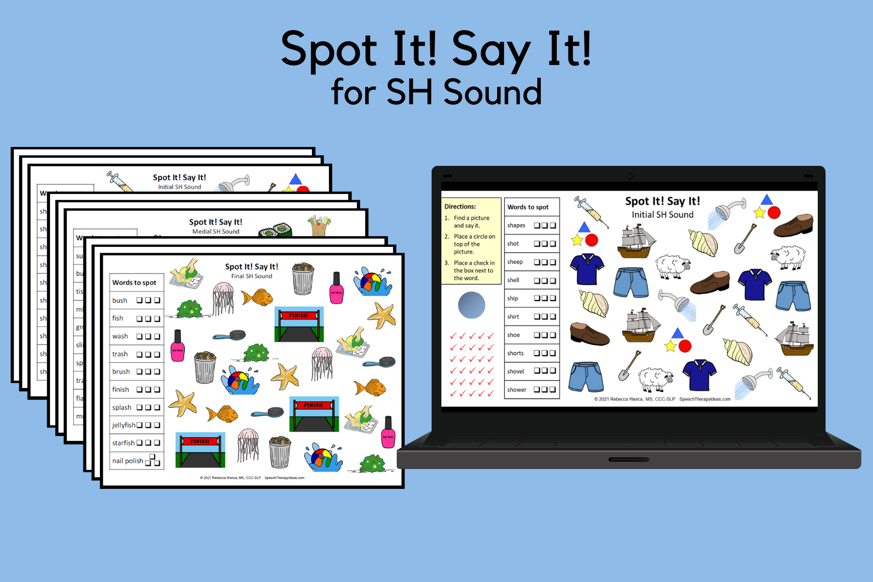 Spot It! Say It! Pages for SH Sound
