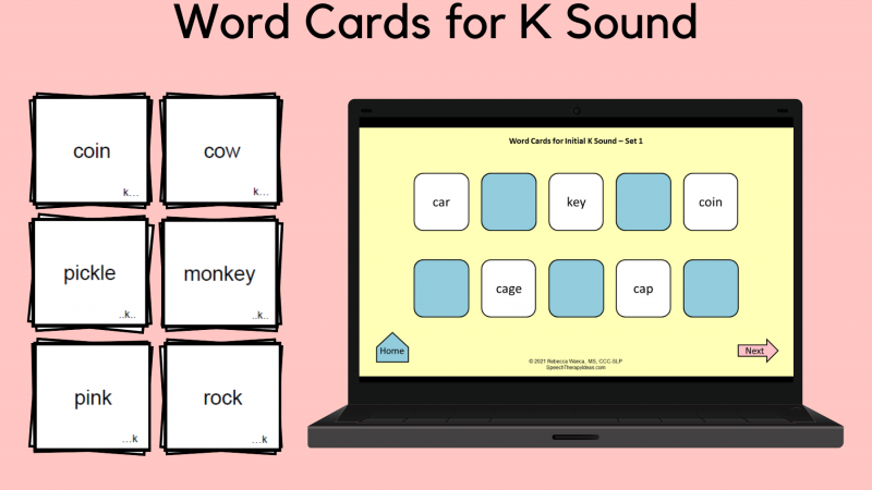 Word Cards For K Sound