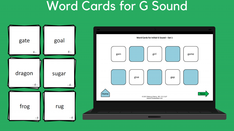 Word Cards For G Sound