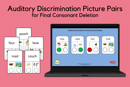 Auditory Discrimination Picture Pairs for Final Consonant Deletion