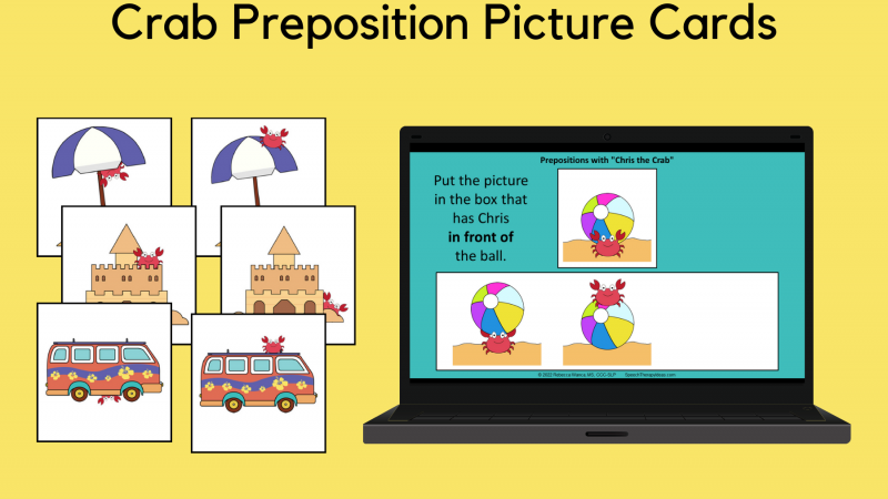 Crab Preposition Picture Cards