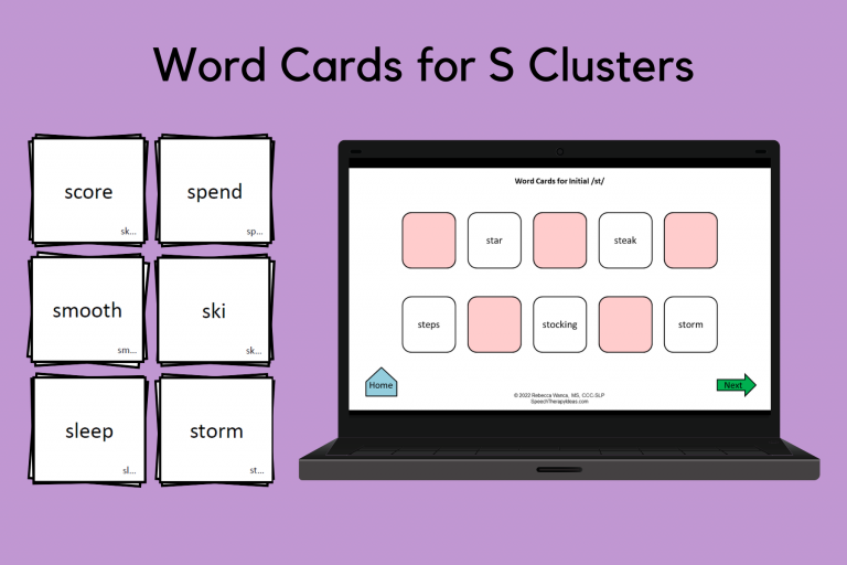 Word Cards for S Clusters Speech Therapy Ideas
