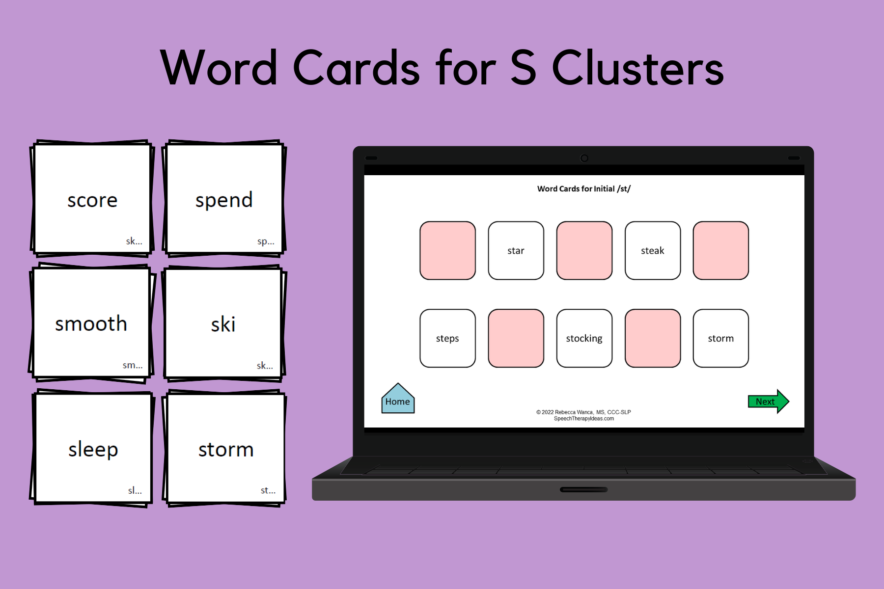 Word Cards for S Clusters