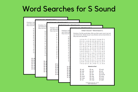 Word Searches for S Sound