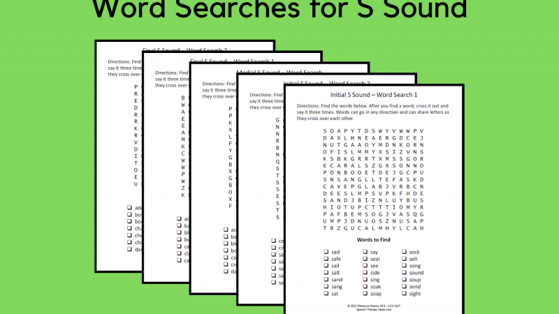 Word Searches For S Sound