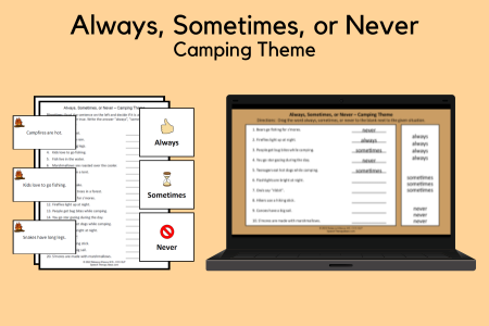 Always, Sometimes, or Never - Camping Theme