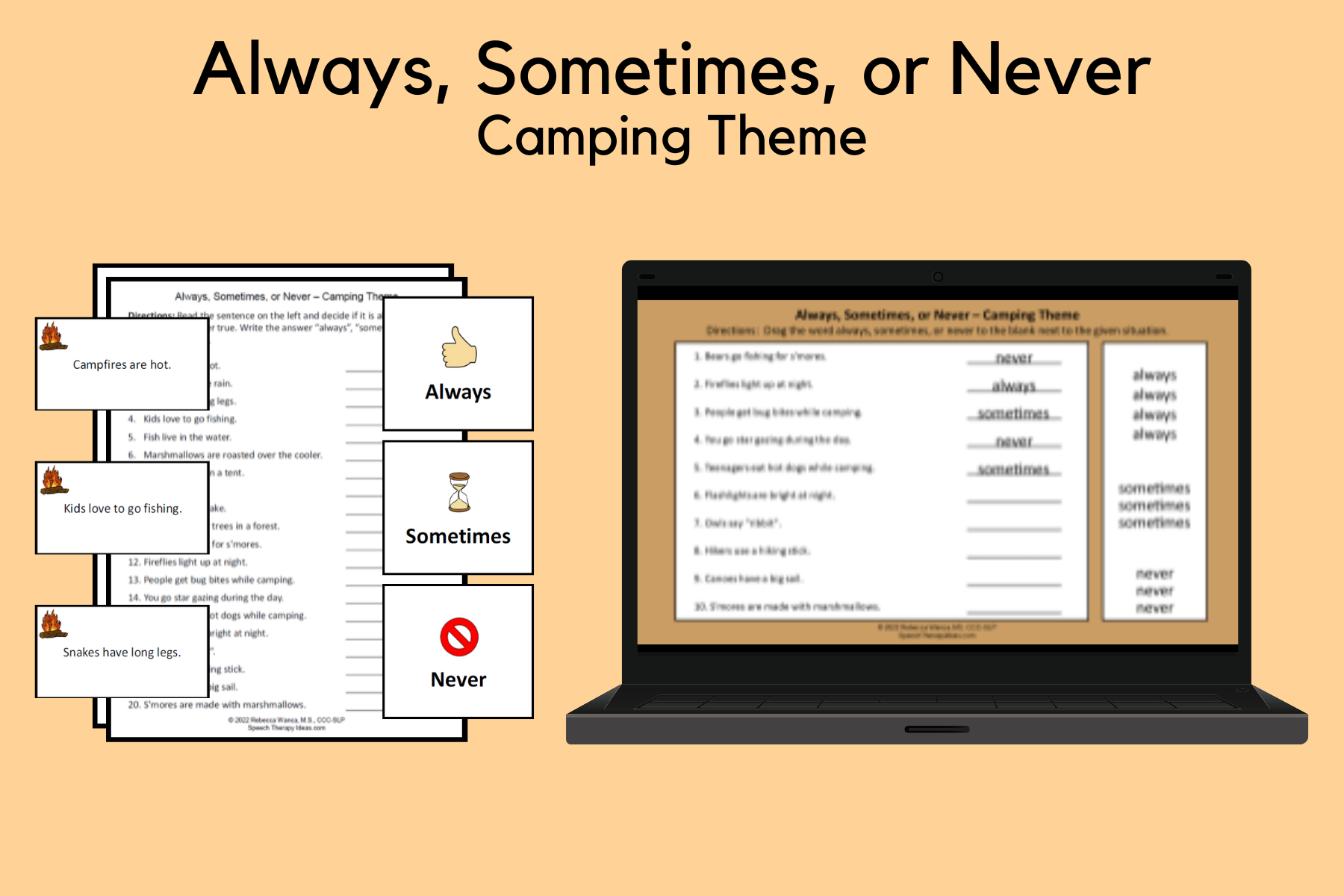 Always, Sometimes, or Never – Camping Theme