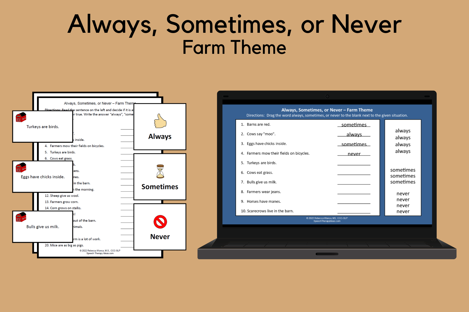 Always, Sometimes, or Never – Farm Theme
