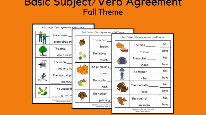 Basic Subject Verb Agreement – Fall Theme