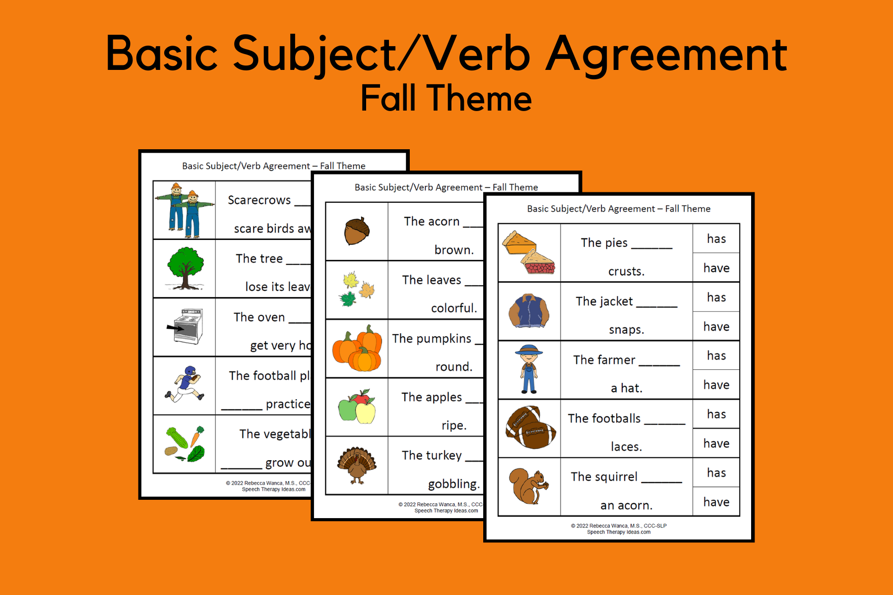 Basic Subject-Verb Agreement – Fall Theme