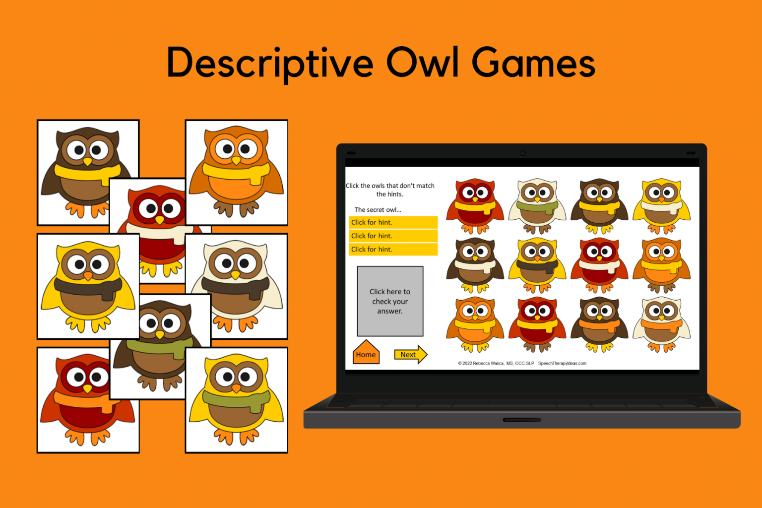 Descriptive Owl Games Speech Therapy Ideas