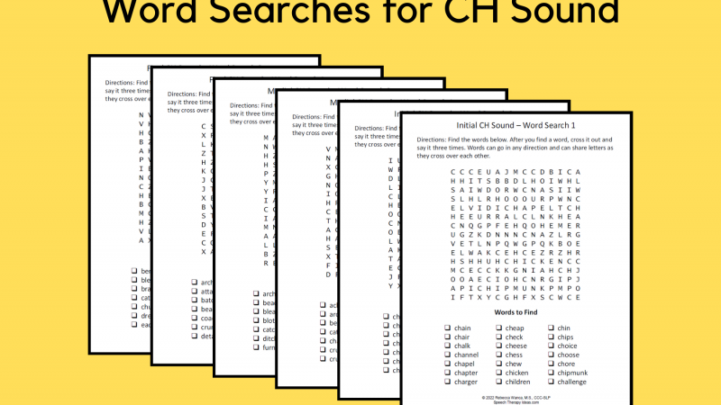 Word Searches For CH Sound