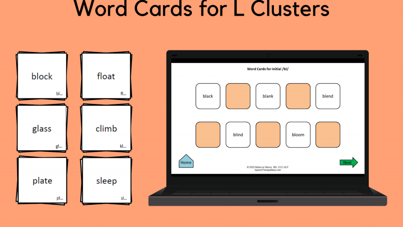 Word Cards For L Clusters