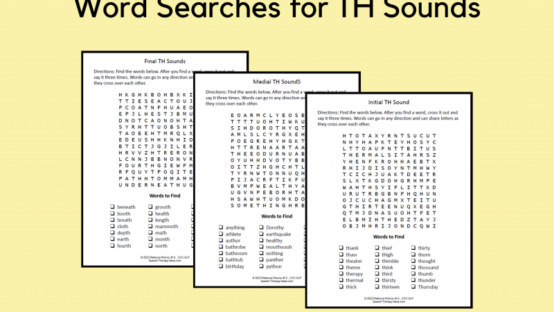 Word Searches For TH Sounds