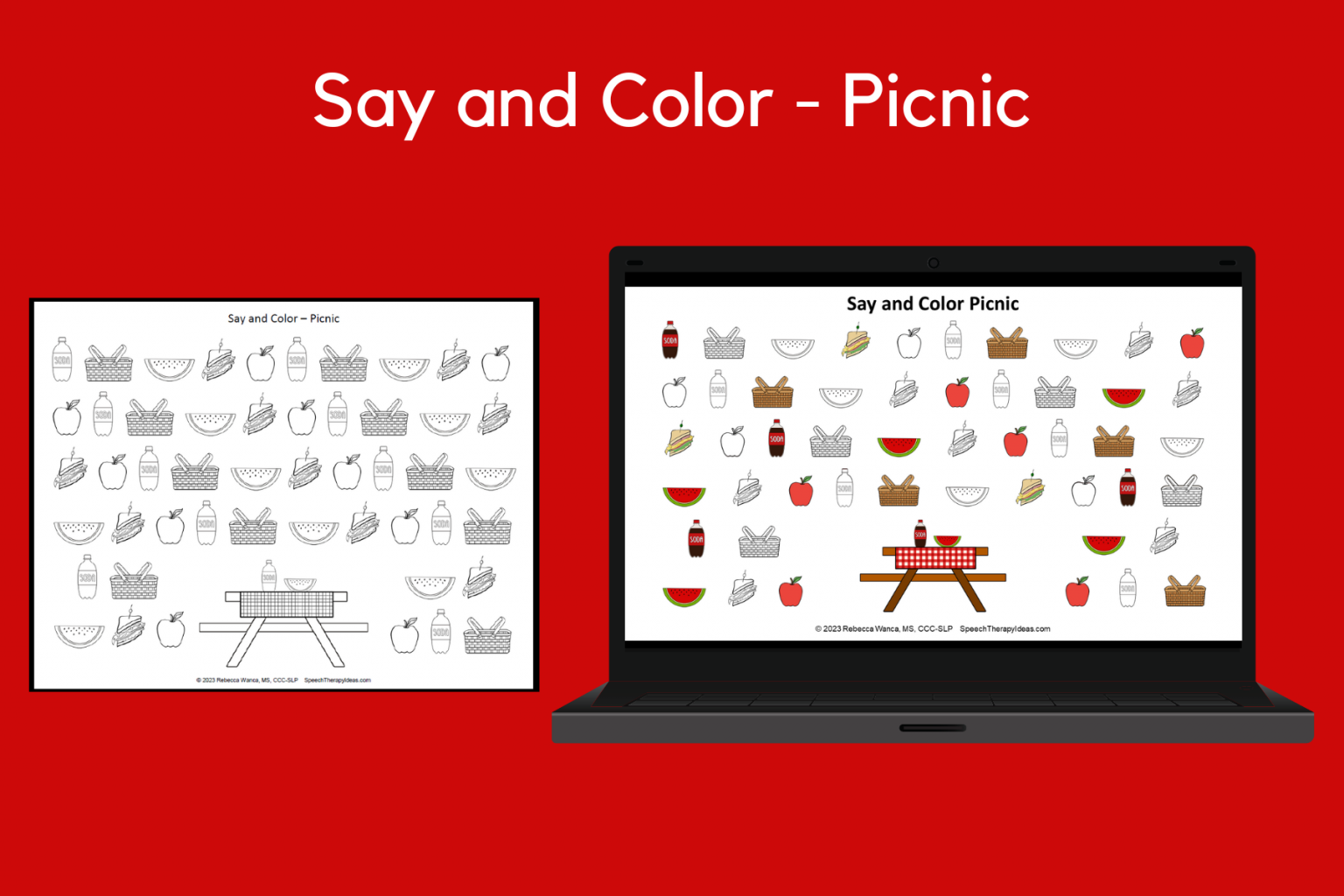 Say and Color Picnic Speech Therapy Ideas