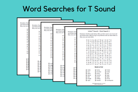 Word Searches for T Sound