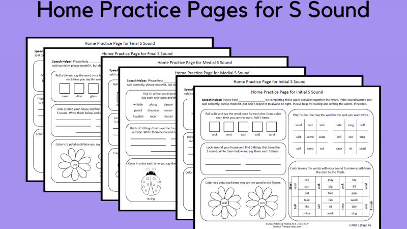Home Practice Pages For S Sound