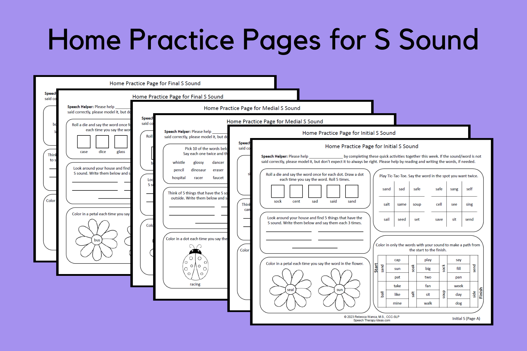 Home Practice Pages for S Sound