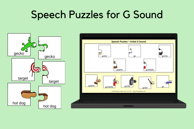 Speech Puzzles for G Sound Speech Therapy Ideas