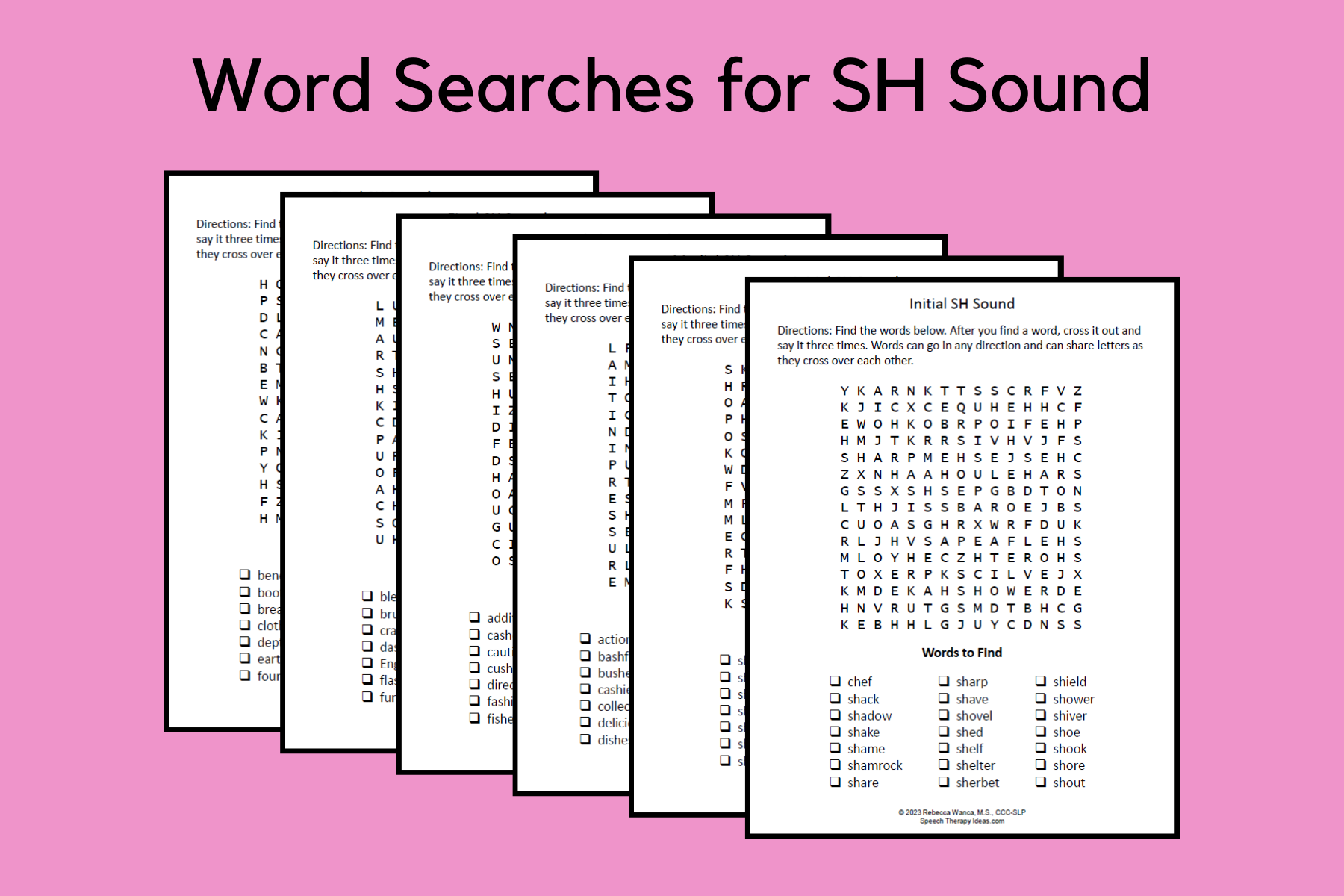 Word Searches for SH Sound