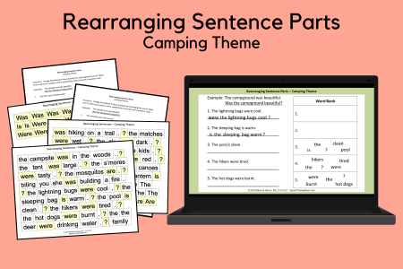 Rearranging Sentence Parts - Camping Theme