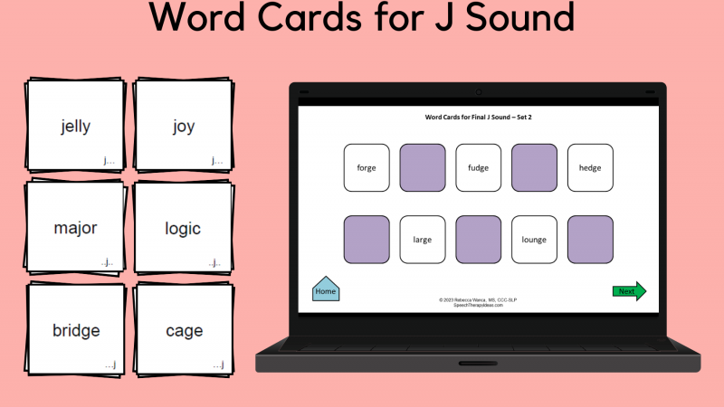 Word Cards For J Sound