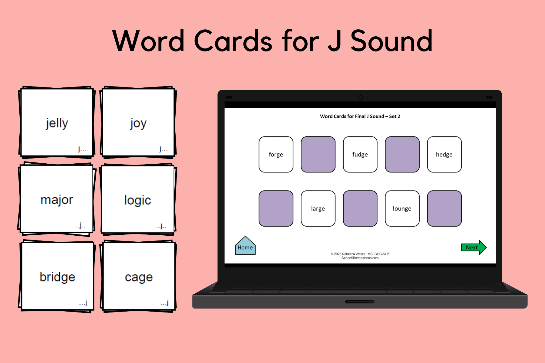 Word Cards for J Sound