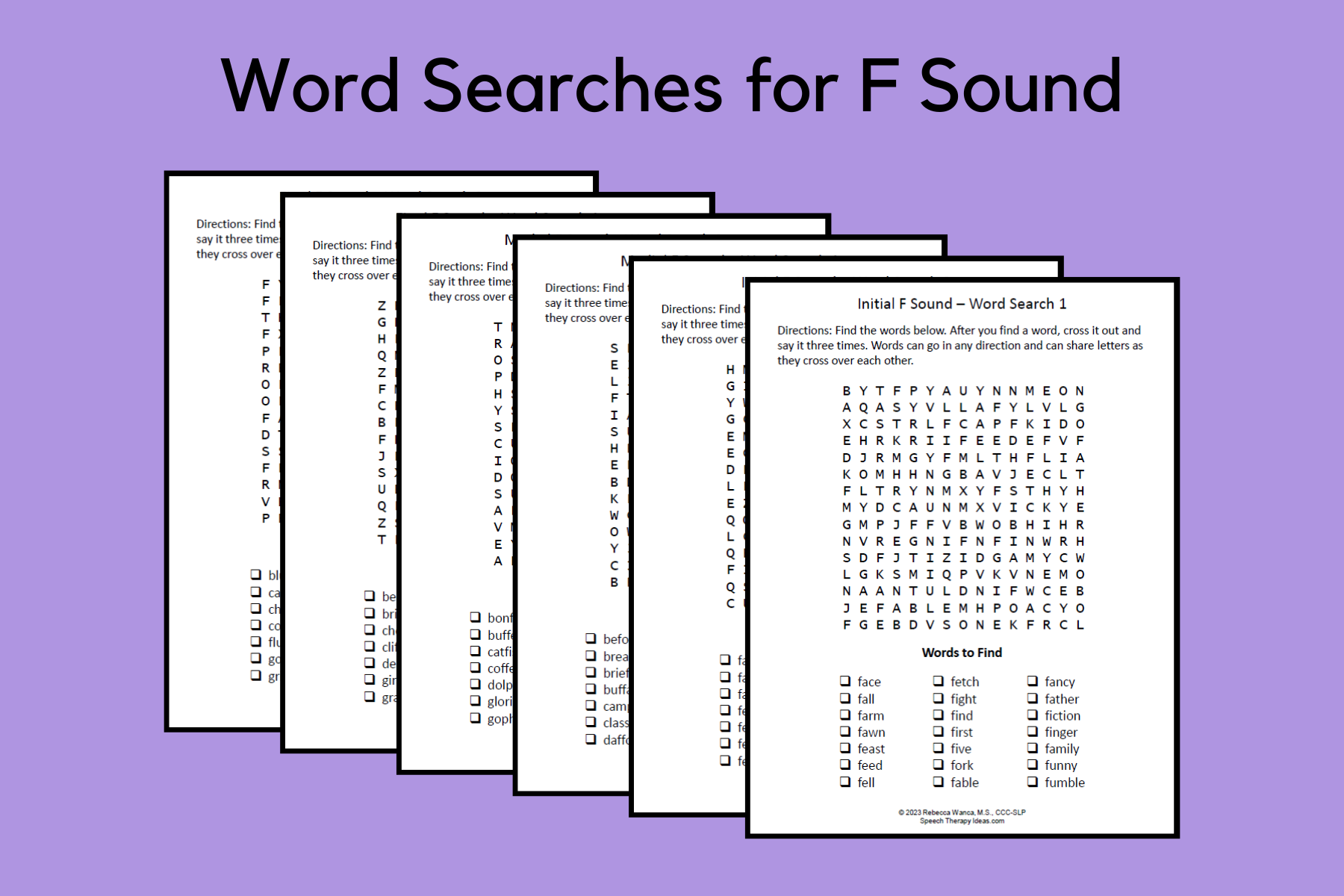 Word Searches for F Sound