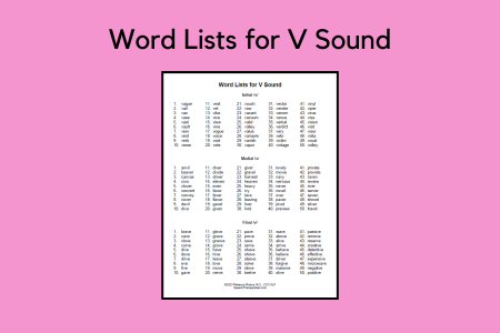 Word Lists for V Sound