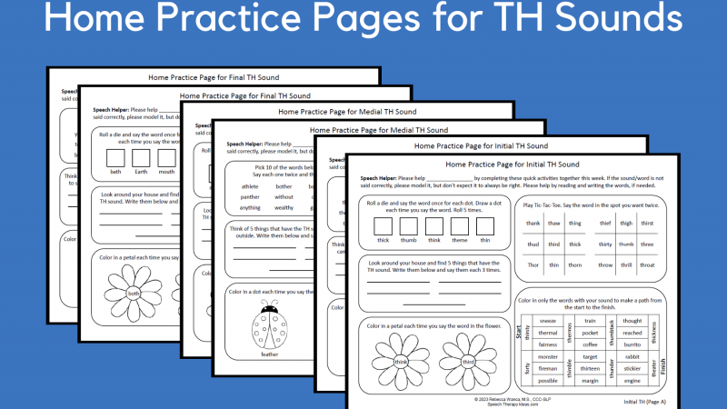 Home Practice Pages For TH Sounds