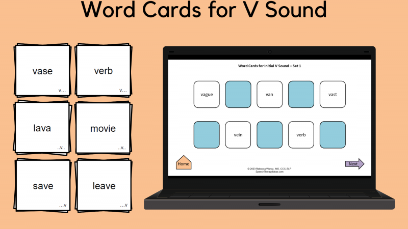 Word Cards For V Sound