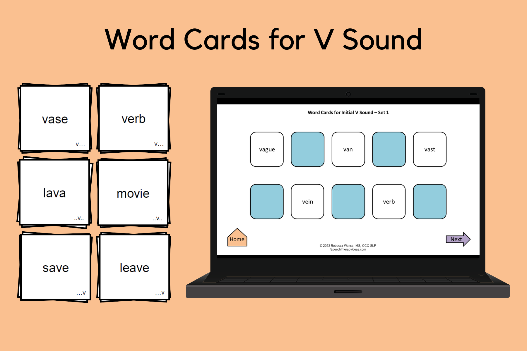 Word Cards for V Sound
