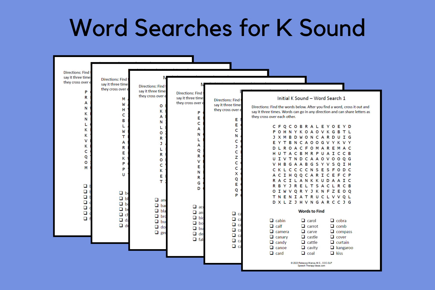 Word Searches for K Sound