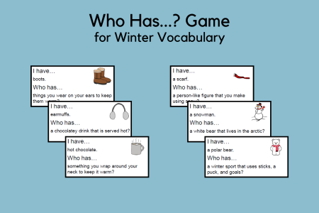 Who Has...? Game Cards for Winter Vocabulary
