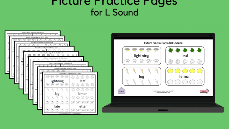 Picture Practice Pages For L Sound